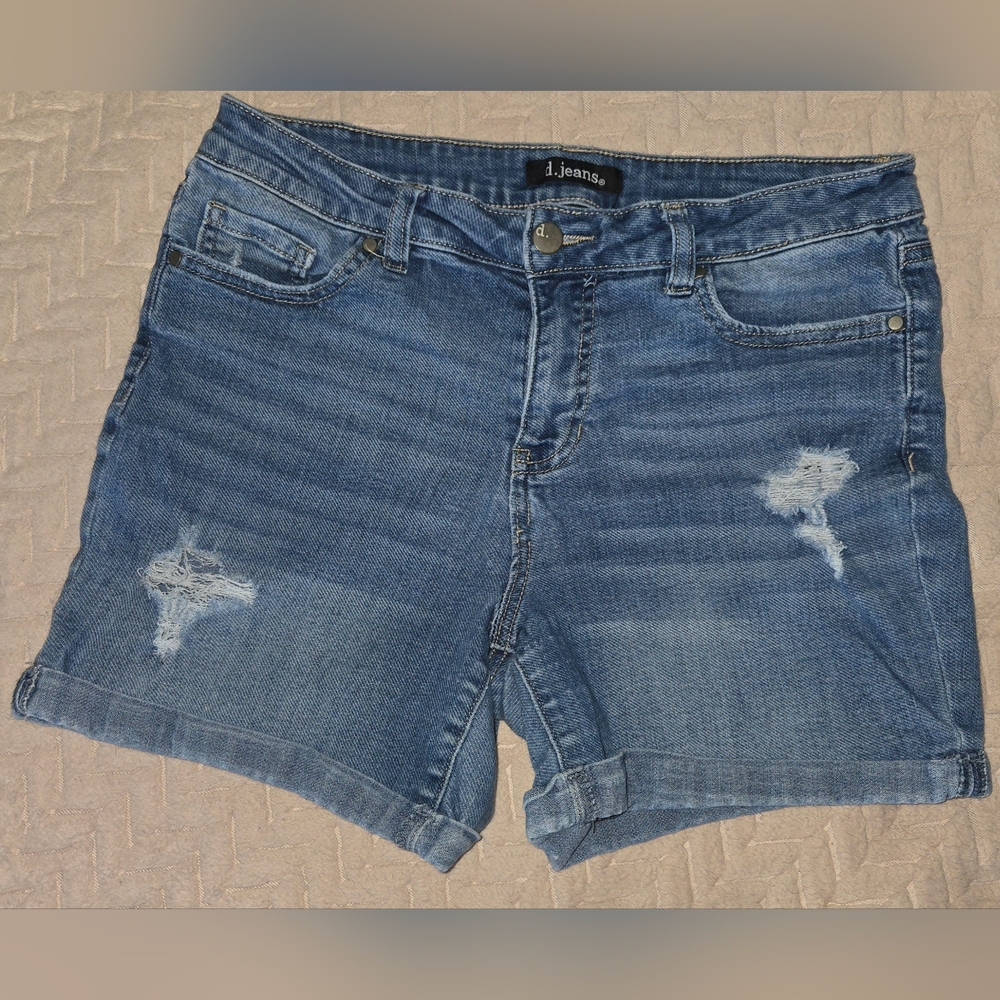 Blue Distressed Denim Shorts